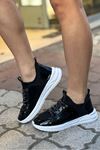 Ön Bağcık Detaylı Rugan Scuba Doku Spor Ayakkabı-Siyah