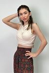 Bağlamalı Crop-Krem