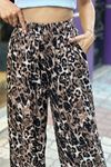 Bol Paça Leopar Desenli Salaş Pantolon-Leopar