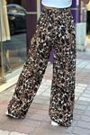 Bol Paça Leopar Desenli Salaş Pantolon-Leopar