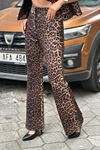 Esnek Doku Leopar Desenli İspanyol Model Ceketli Takım-Leopar