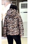 Leopar Desen Detaylı Şişme Mont-Vizon