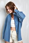 Salaş Kesim Denim Gömlek-Mavi