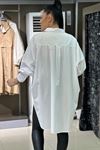 Oversize Kesim Salaş Uzun Gömlek-Beyaz