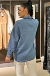 Salaş Kesim Denim Gömlek-Mavi