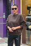 Tamamı Taş Üç İplik Şardonlu Sweatshirt-Siyah