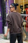 Tamamı Taş Üç İplik Şardonlu Sweatshirt-Siyah