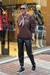 Yaka Fular Detay Üç İplik Şardonlu Sweatshirt-Kahve