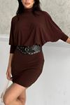 Kemerli Balıkçı Yaka Elbise-Kahve